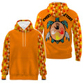 Orange zip‑up hoodie with handprint sleeves and “Every Child Matters” turtle back graphic
