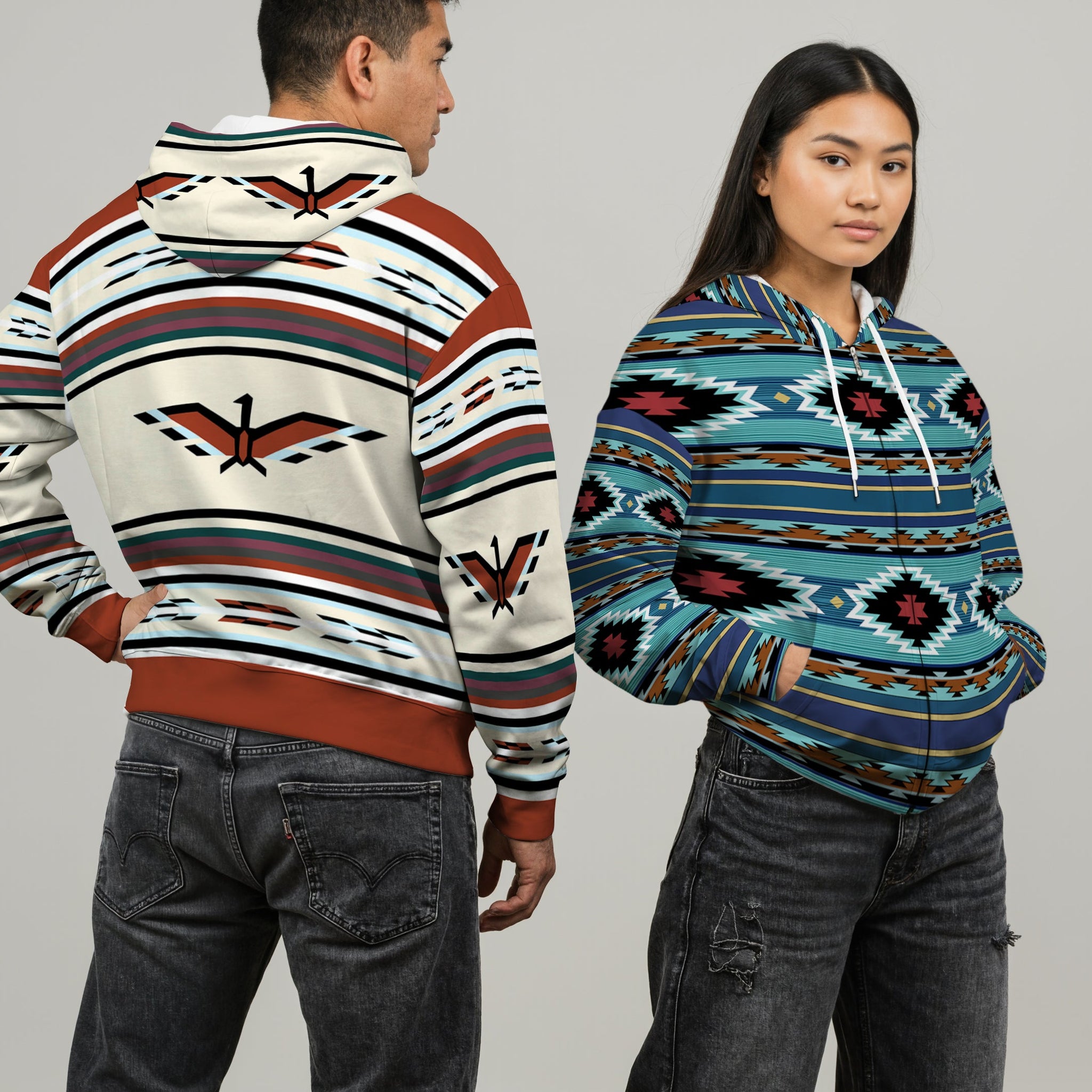 Native Inspired Tribal Jackets Zip Up Hoodie Collection - Rezspirit