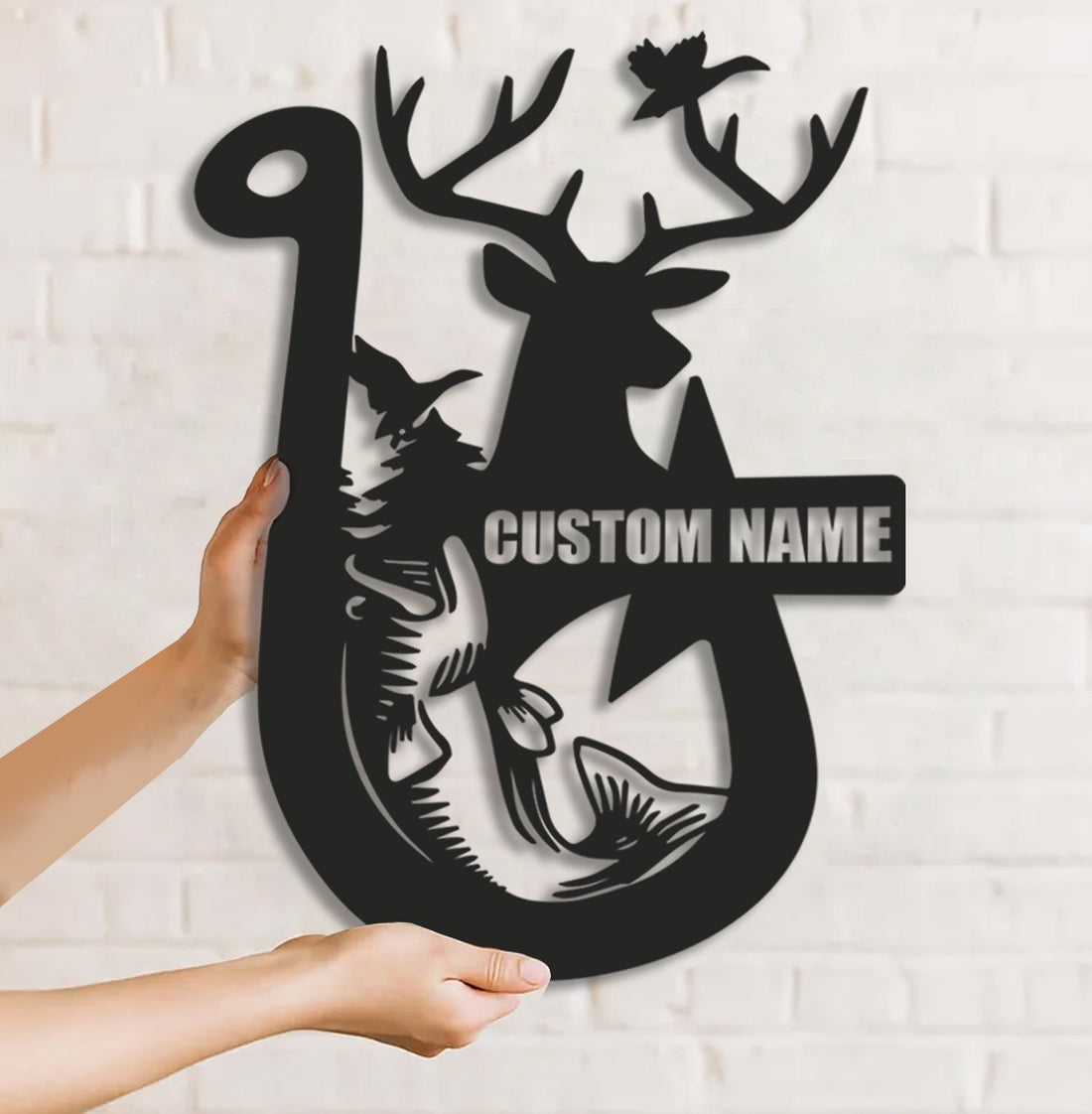 Personalized Hunting Metal Sign WITH LED/WITHOUT LED Light Fishing Wall Art Deer Head Sign Hunter Gift Duck Hunting Sign Bass Fishing Decor
