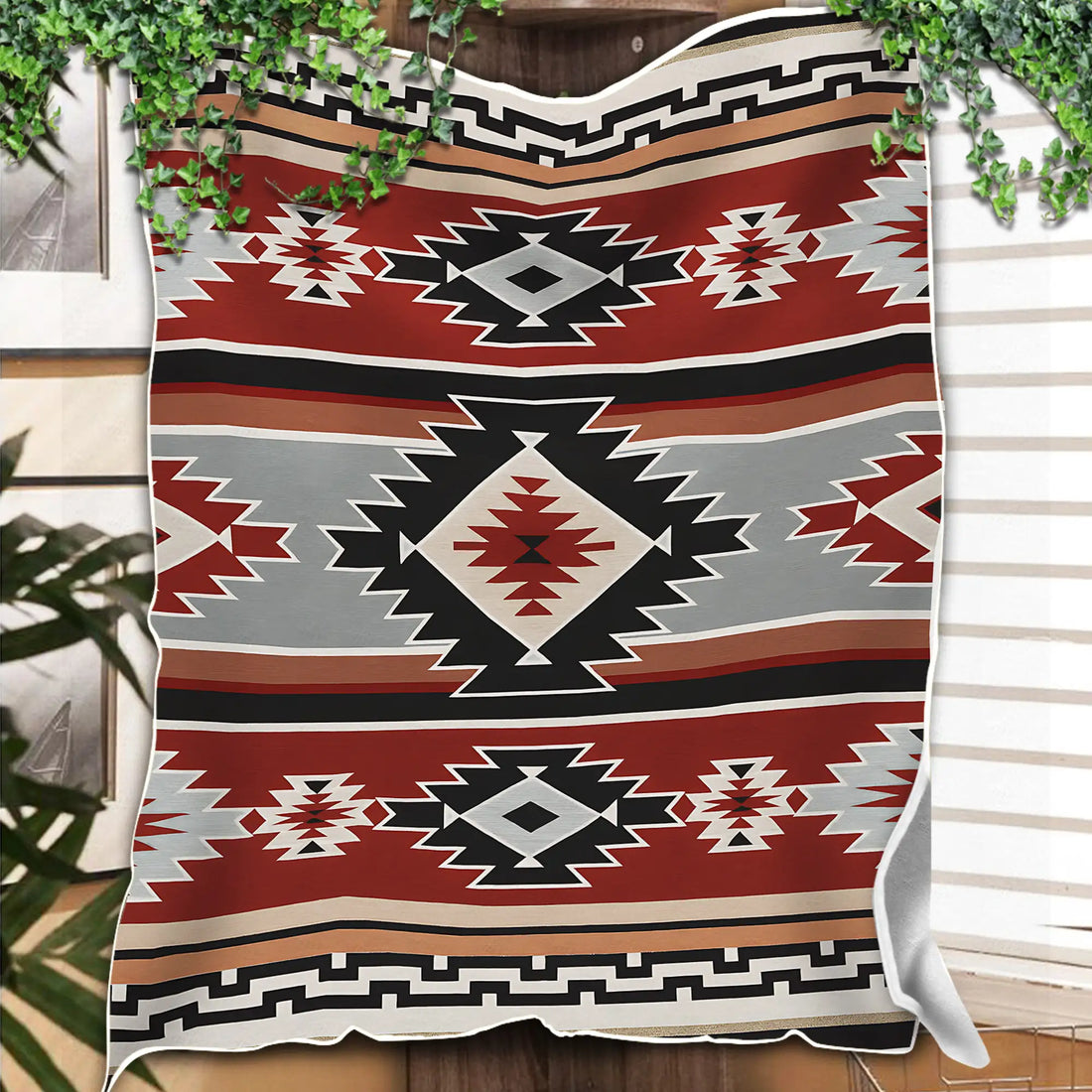 Tribal Geometric Navajo Pattern Throw, Southwestern Home Decor Blanket