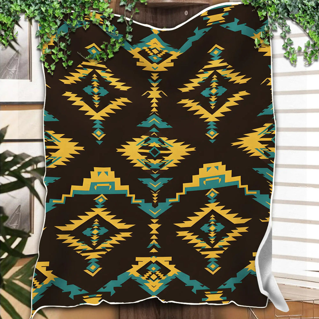 Tribal Geometric Throw, Diamond Pattern Native America Blanket