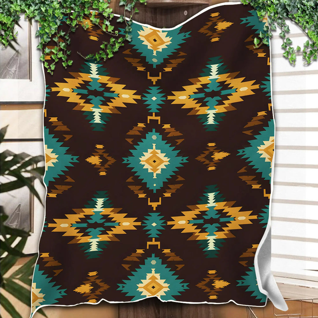 Geometric Tribal Throw, Native America Blanket With Diamond Patterns