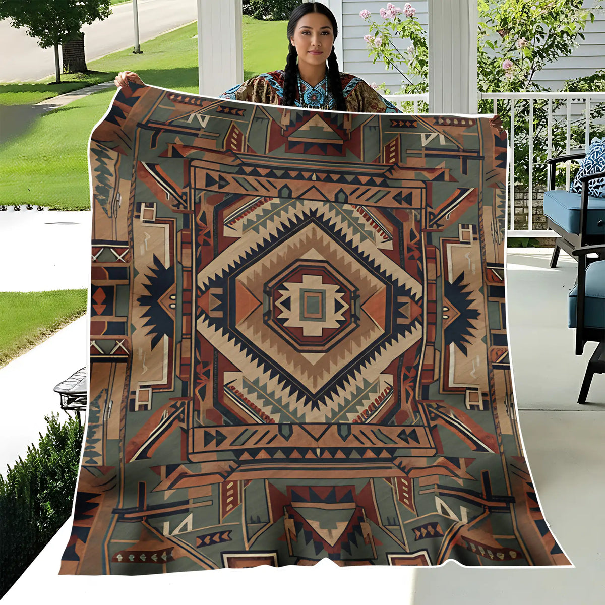 Native American Throw Native America Blanket, Indigenous Geometric Diamond Throw Blanket ...