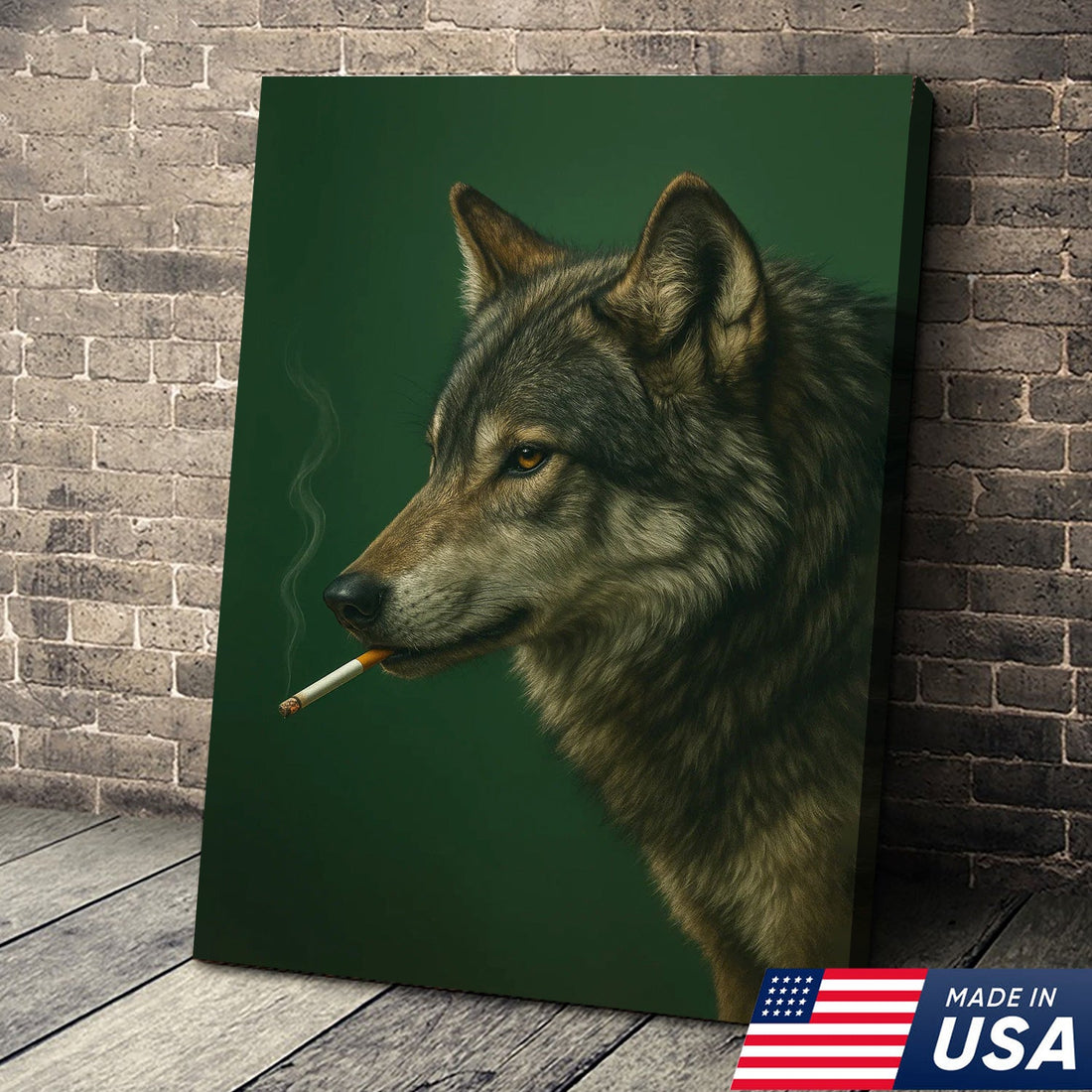 Gray Wolf Canvas Wall Art – Rustic Wildlife Home Decor – Modern Hunting Lodge Artwork
