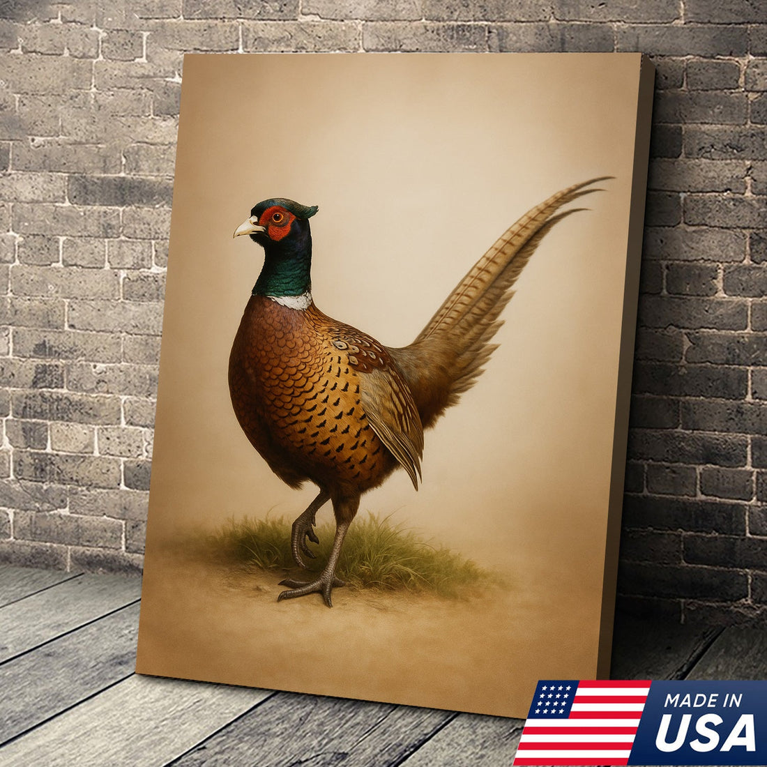 Pheasant Wall Art – Rustic Hunting Bird Canvas Print for Cabin, Lodge & Farmhouse Decor