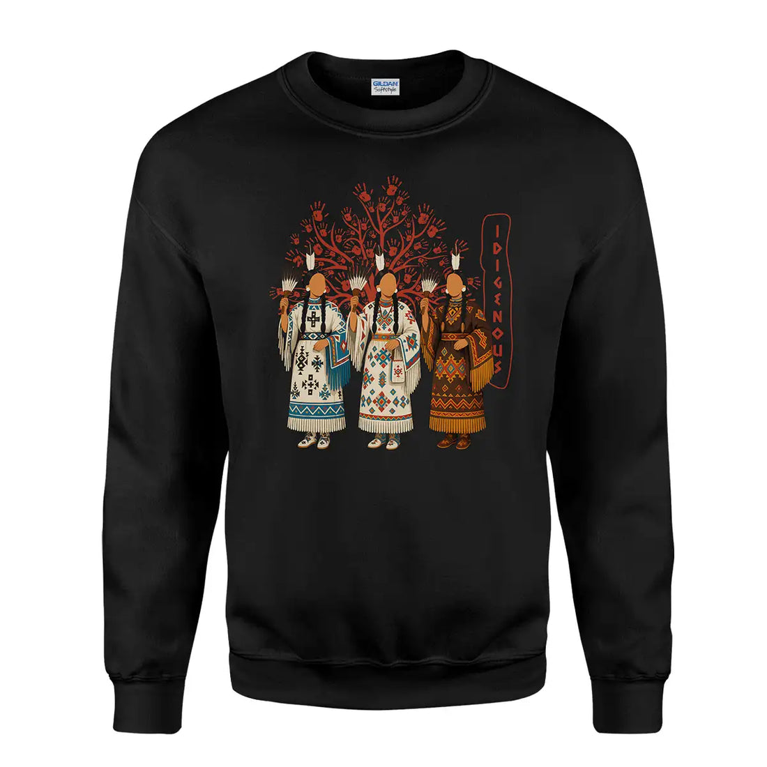 Indigenous Women Sweatshirt, Native America Handprint Tree Crewneck
