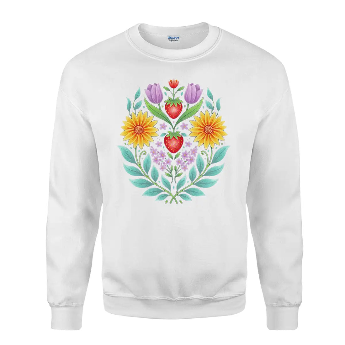 Heart Berry, Unisex Sweatshirt, Floral Strawberry, Heritage