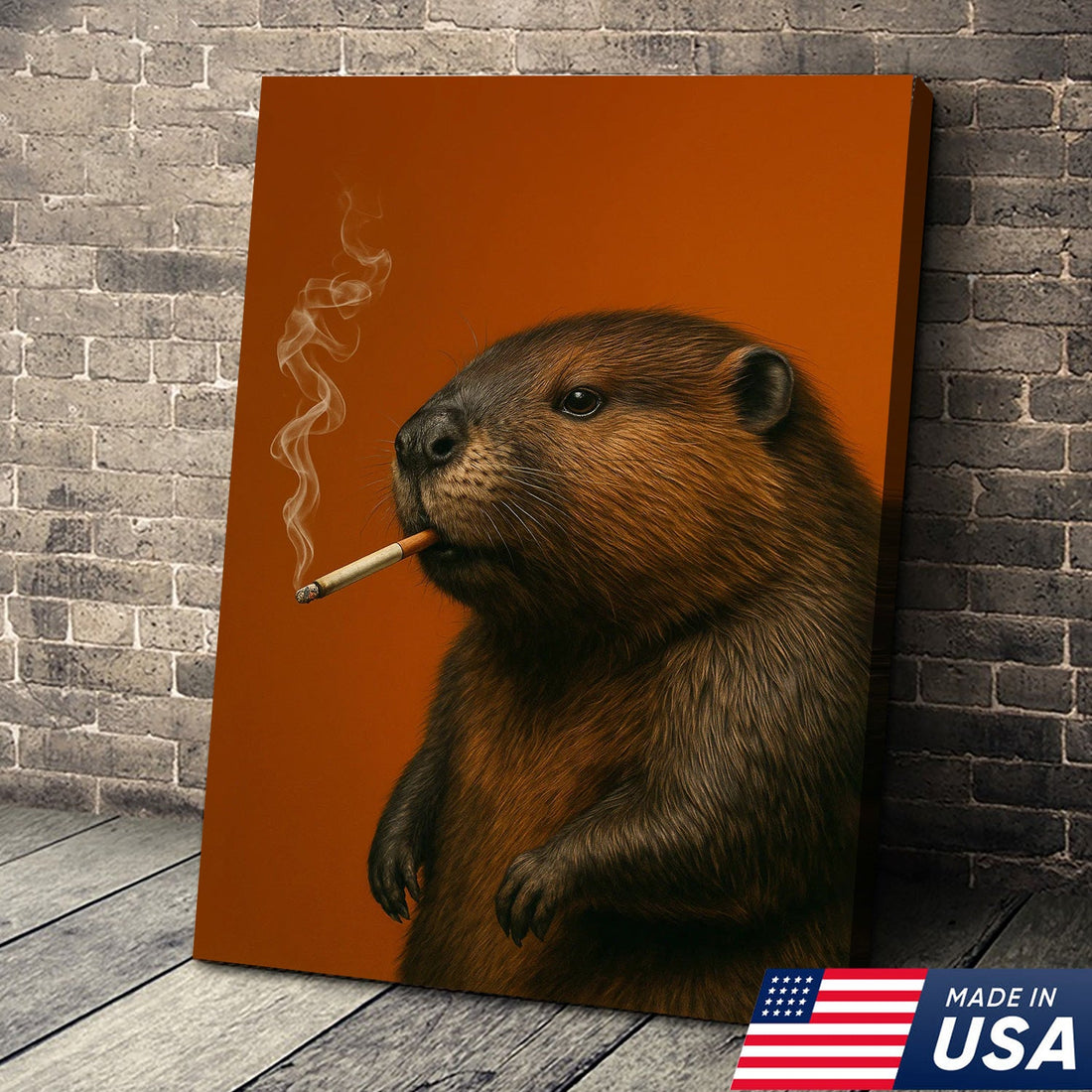 Beaver Canvas Wall Art – Rustic Wildlife Decor – Hunting Cabin Artwork – Woodland Nature Print – Lodge and Farmhouse Wall Hanging