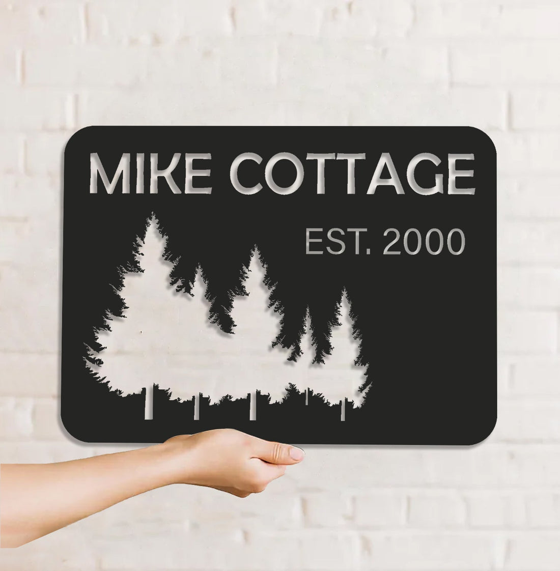 Personalized Forest Metal Sign WITH LED/WITHOUT LED - Rustic Cabin Name Sign With Pine Trees, Wall Art for Lodge & Home