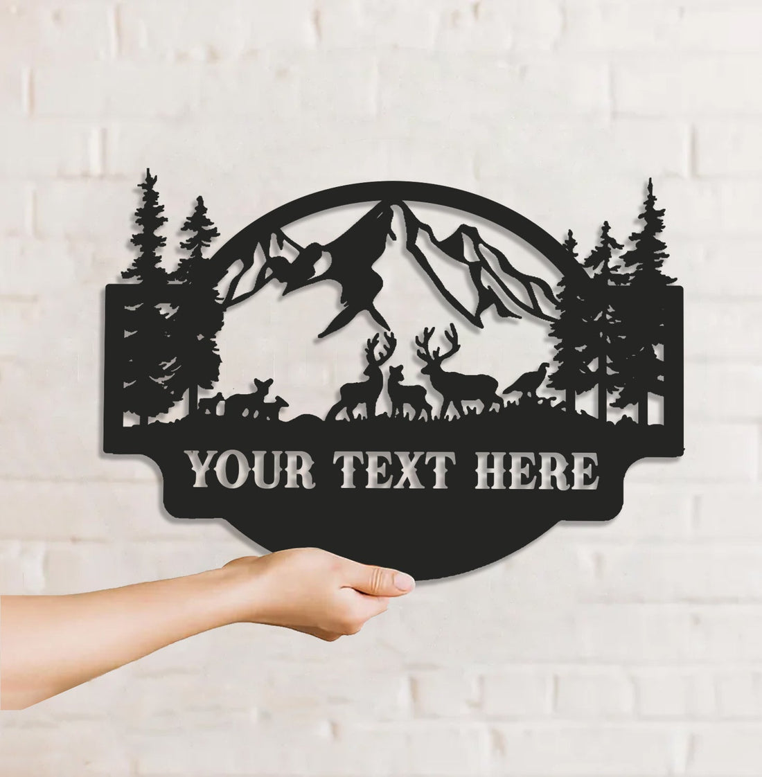 Personalized Deer Metal Sign WITH LED/WITHOUT LED - Mountain Cabin Name Sign, Rustic Wildlife Outdoor Wall Art for Lodge & Porch Decor