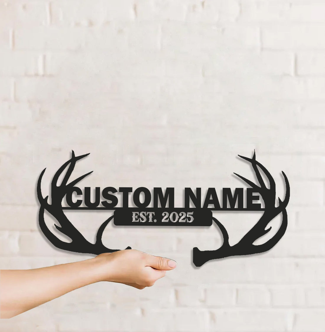 Personalized Deer Antler Metal Sign WITH LED/WITHOUT LED - Rustic Cabin Name Sign, Hunter Lodge Established Wall Art