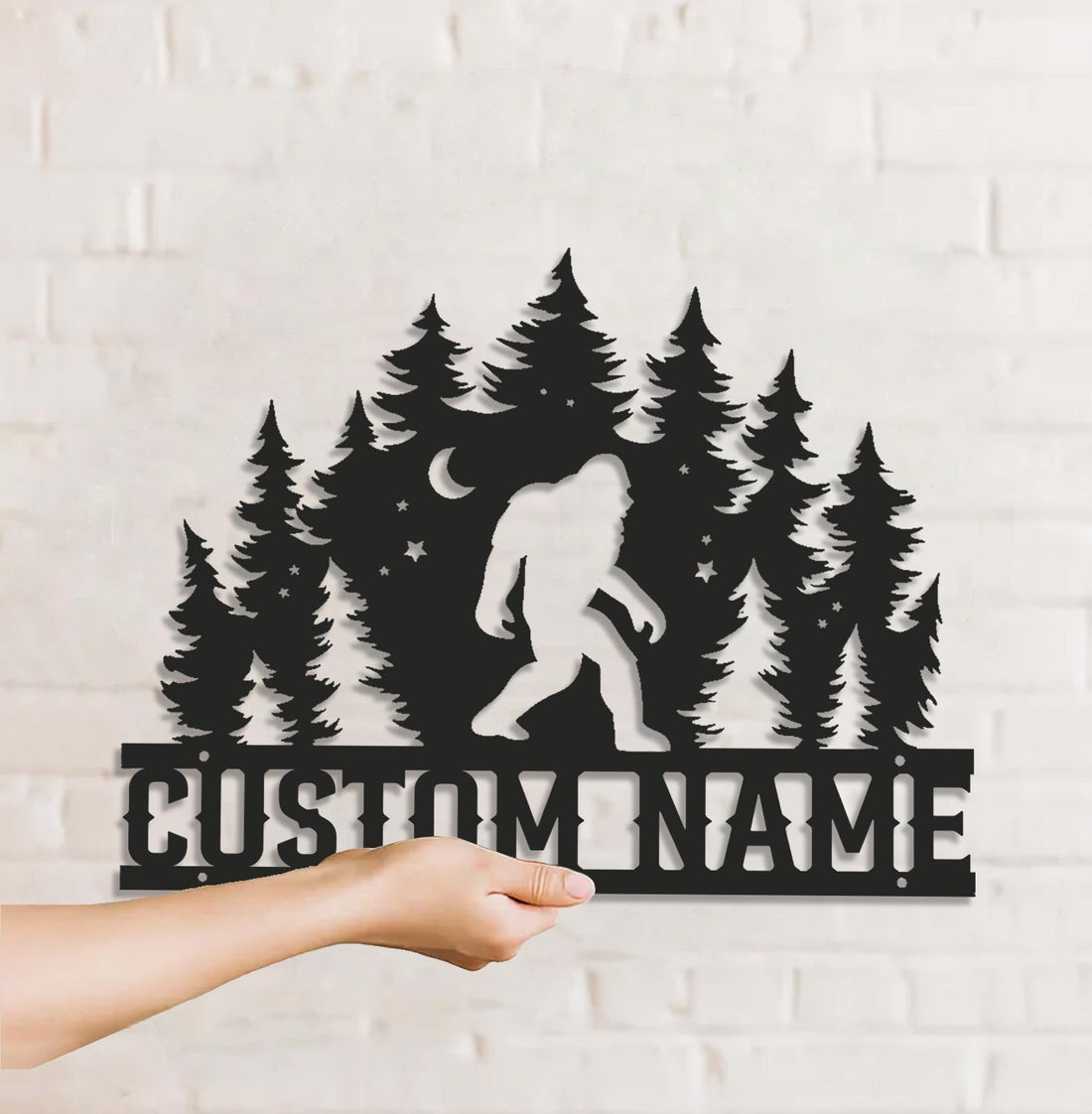 Personalized Bigfoot Metal Sign WITH LED/WITHOUT LED – Custom Name Sasquatch Forest Wall Art, Rustic Cabin Lodge Decor