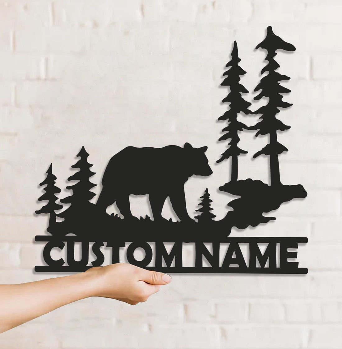 Personalized Bear Metal Sign WITH LED/WITHOUT LED - Rustic Cabin Name Sign, Wildlife Forest Wall Art for Lodge & Outdoor Decor