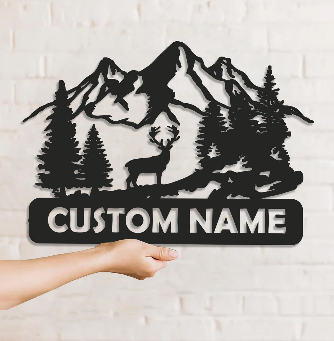 Personalized Deer Metal Sign WITH LED/WITHOUT LED - Mountain Cabin Name Sign, Rustic Wildlife Wall Art for Lodge & Outdoor Decor