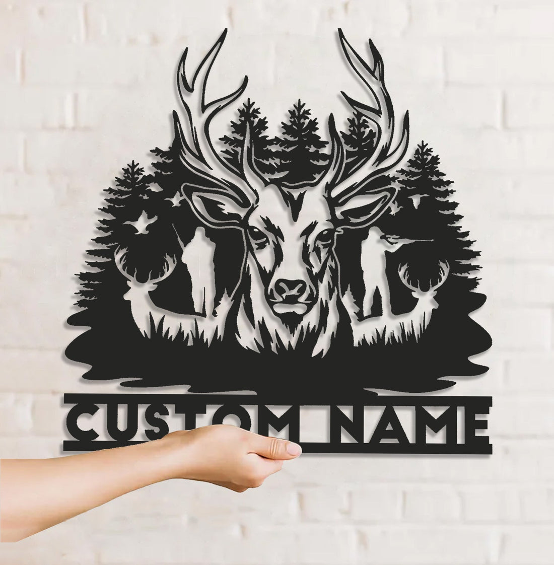 Personalized Deer Hunting Metal Sign WITH LED/WITHOUT LED – Custom Name Buck Wall Art, Rustic Cabin & Lodge Decor for Hunters