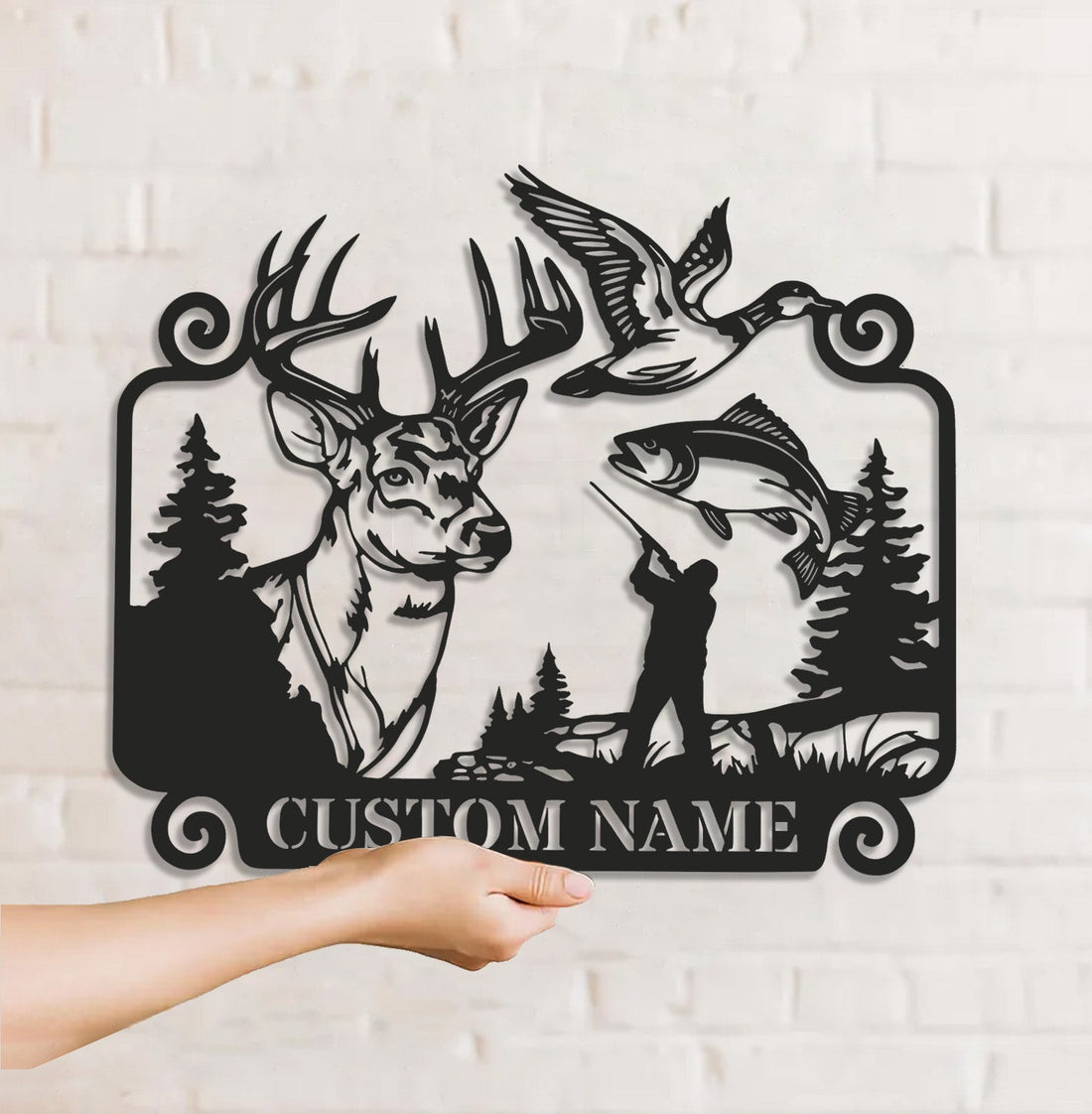 Personalized Hunting WITH/WITHOUT Led Light Metal Sign – Custom Deer, Duck & Fishing Wall Art for Cabin & Home