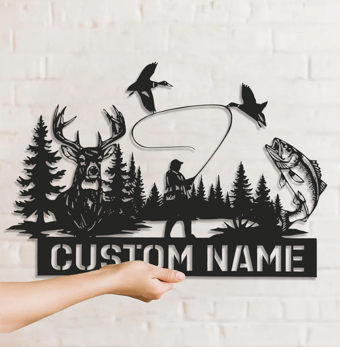 Personalized Hunting WITH/WITHOUT Led Light Metal Sign – Personalized Deer, Duck & Fishing Wall Art for Hunters