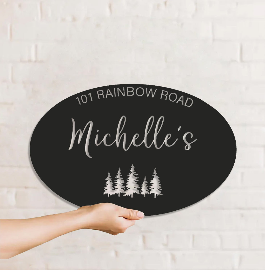 Personalized Address Metal Sign WITH LED/WITHOUT LED - Custom Family Name Sign with Pine Trees, Rustic Cabin or Cottage Outdoor Decor