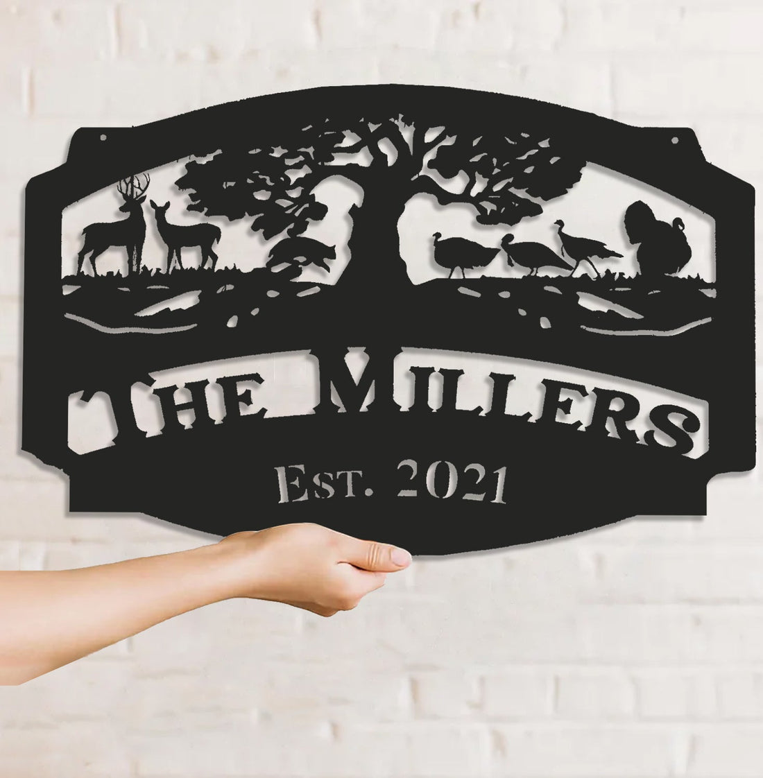 Personalized Hunting Metal Sign WITH LED/WITHOUT LED Light Deer Turkey Scene Custom Name Metal Wall Art Hunter Gift Rustic Cabin Decor