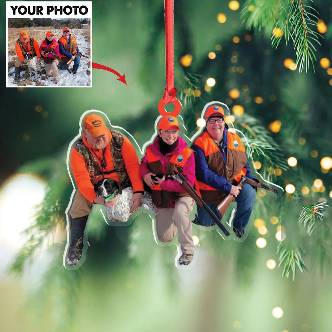 Personalized Hunting Acrylic Christmas Ornament – Custom Photo Gift for Hunters & Outdoor Lovers