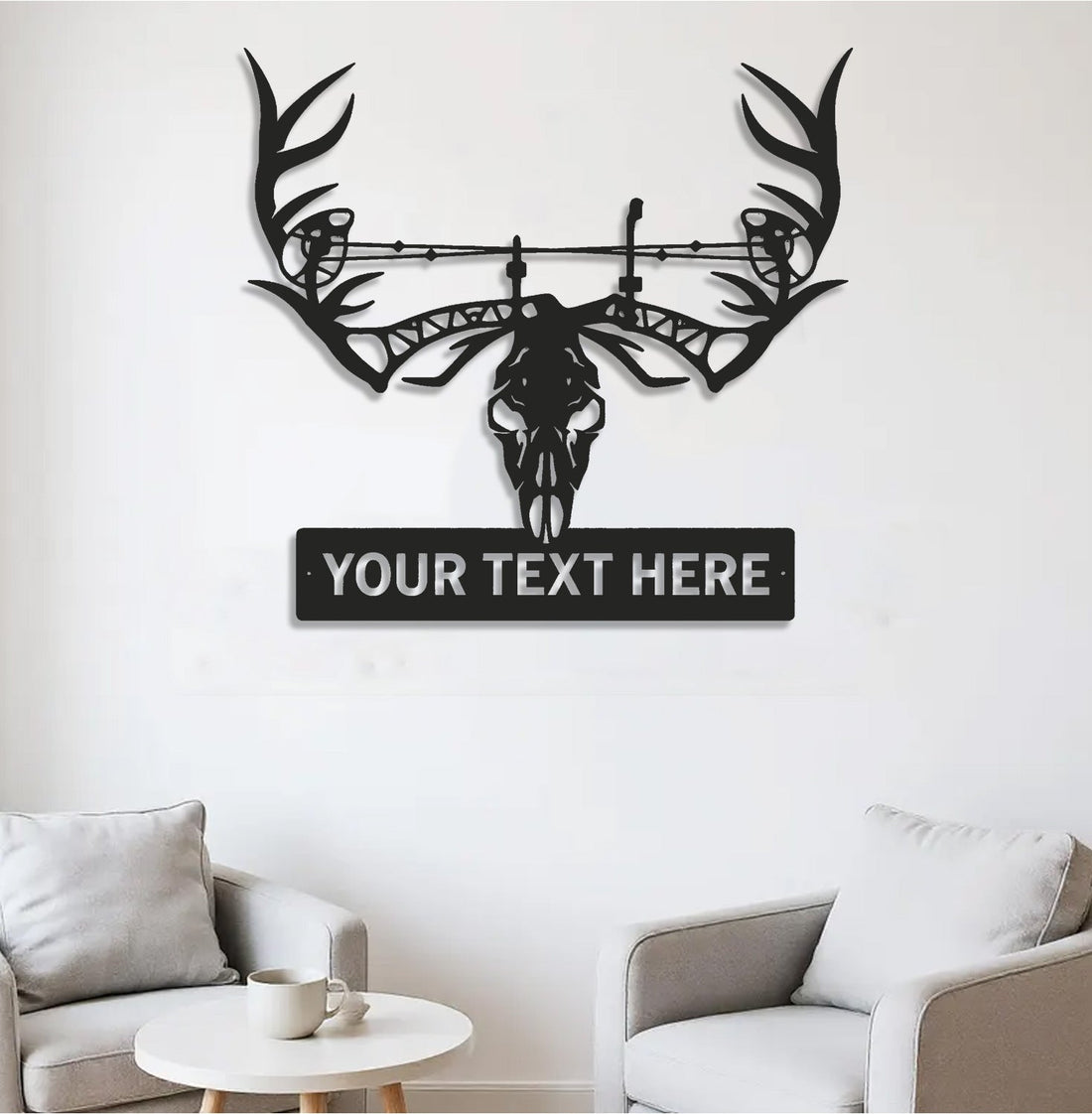 Personalized Deer Skull Metal Sign WITH LED/WITHOUT LED – Custom Hunter Wall Art for Cabin, Lodge & Man Cave Decor