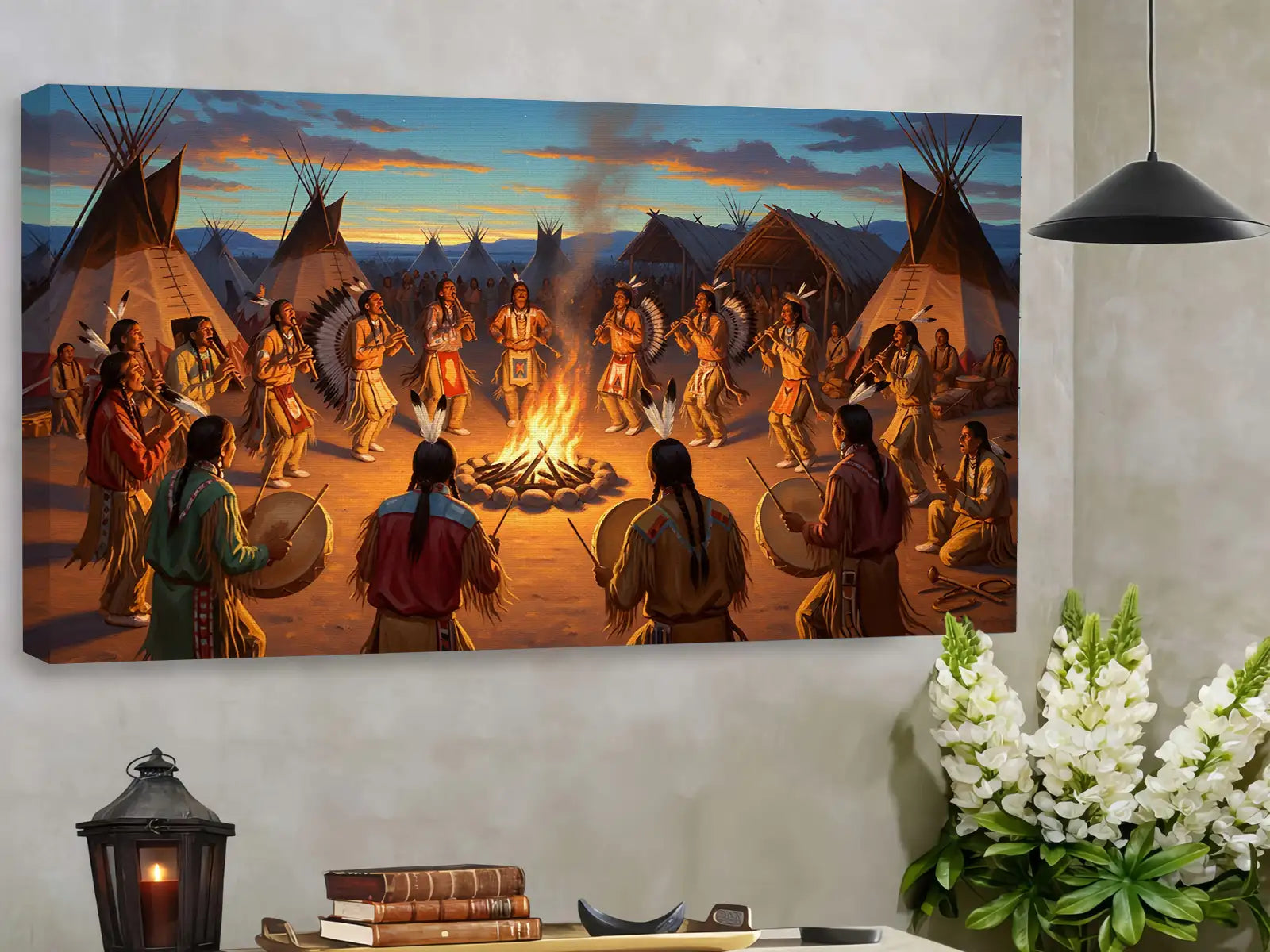 Indigenous Wall Art, Native America Tribal Fire Dance Canvas – RezSpirit
