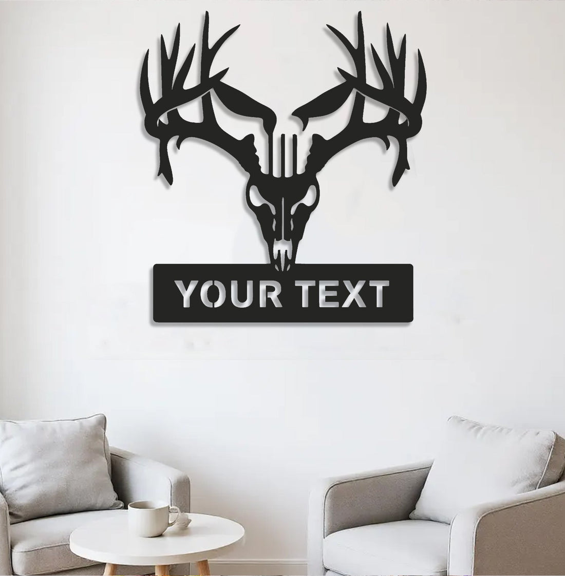 Personalized Deer Skull Metal Sign WITH LED/WITHOUT LED – Rustic Hunting Cabin Wall Decor, Gift for Hunters