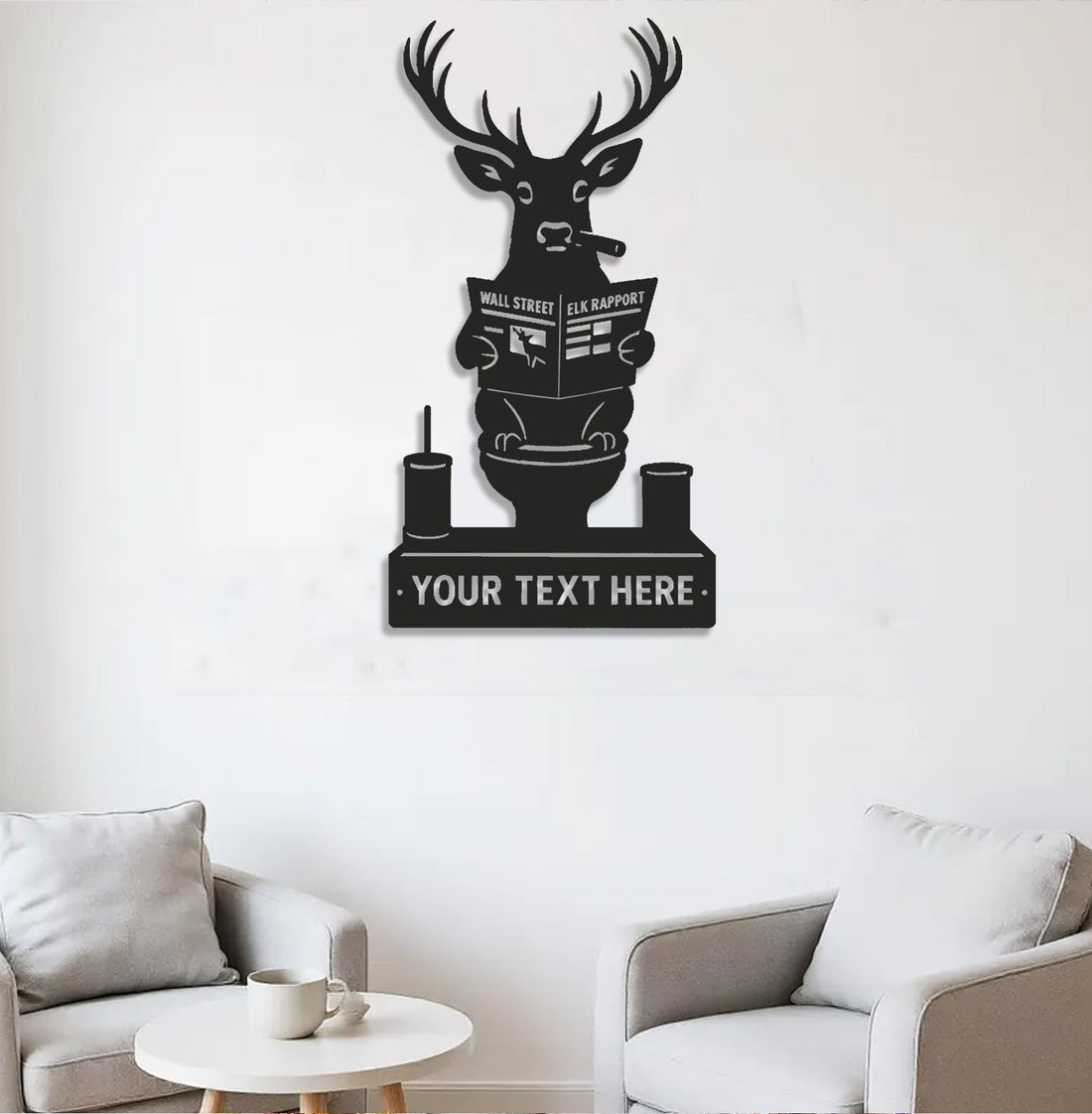 Personalized Deer Bathroom Humor Metal Sign WITH LED/WITHOUT LED, Rustic Hunting Cabin Wall Decor for Hunters, Funny Wildlife Toilet Art