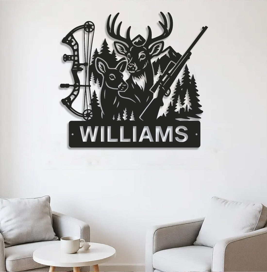 Personalized Deer Hunting Metal Sign WITH LED/WITHOUT LED – Bow & Rifle Wall Decor for Hunters