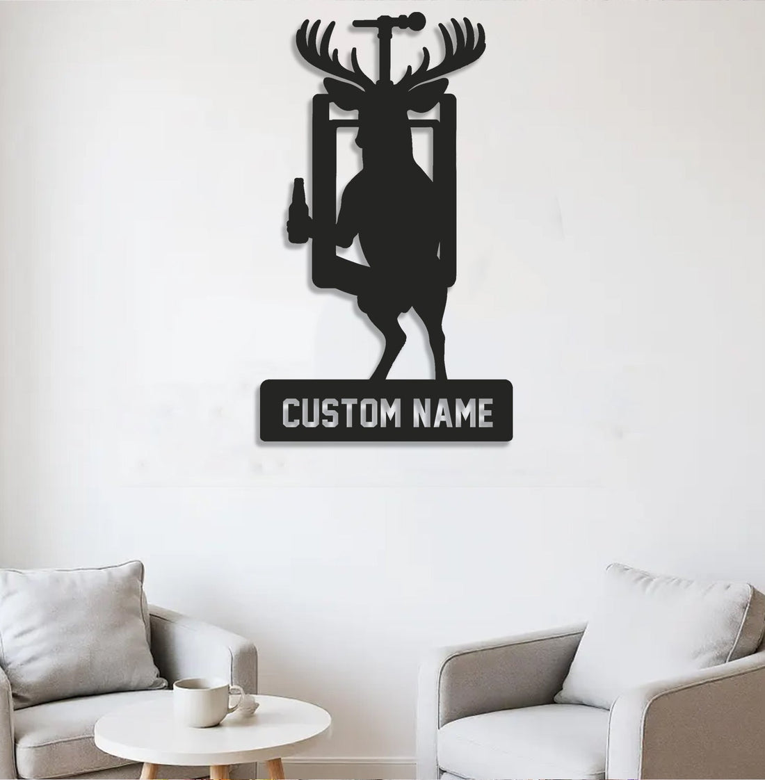 Personalized Deer Hunting Metal Sign WITH LED/WITHOUT LED, Rustic Wall Decor for Cabin, Lodge, Mancave, Unique Wildlife Gift