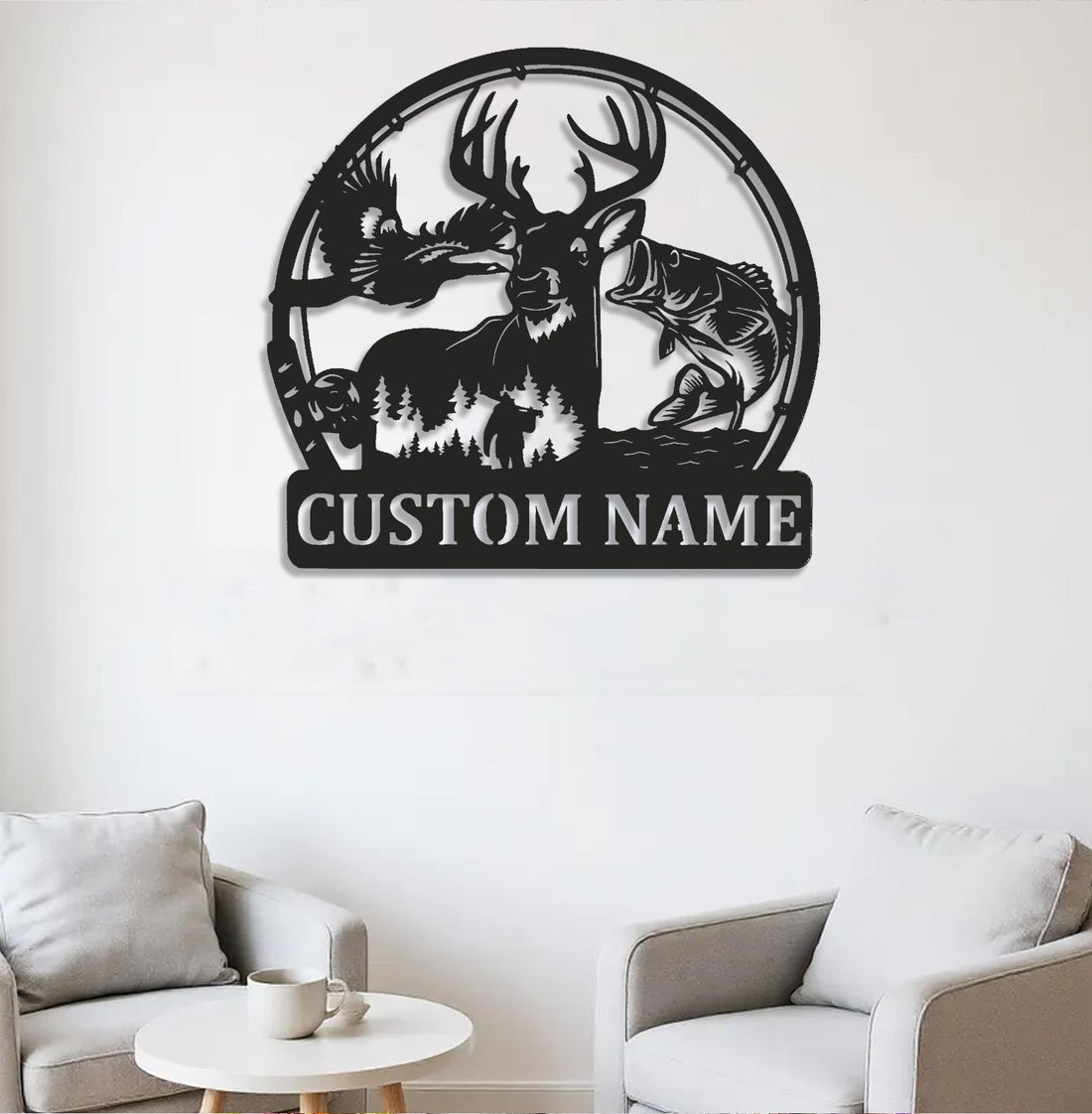 Personalized Deer, Fish & Duck Hunting Metal Sign WITH LED/WITHOUT LED, Rustic Wildlife Wall Decor for Cabin, Lodge, or Mancave