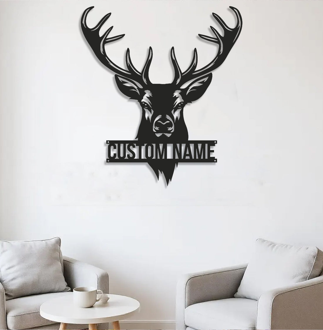 Personalized Deer Head Metal Sign WITH LED/WITHOUT LED – Rustic Hunting Cabin Wall Decor, Gift for Hunters
