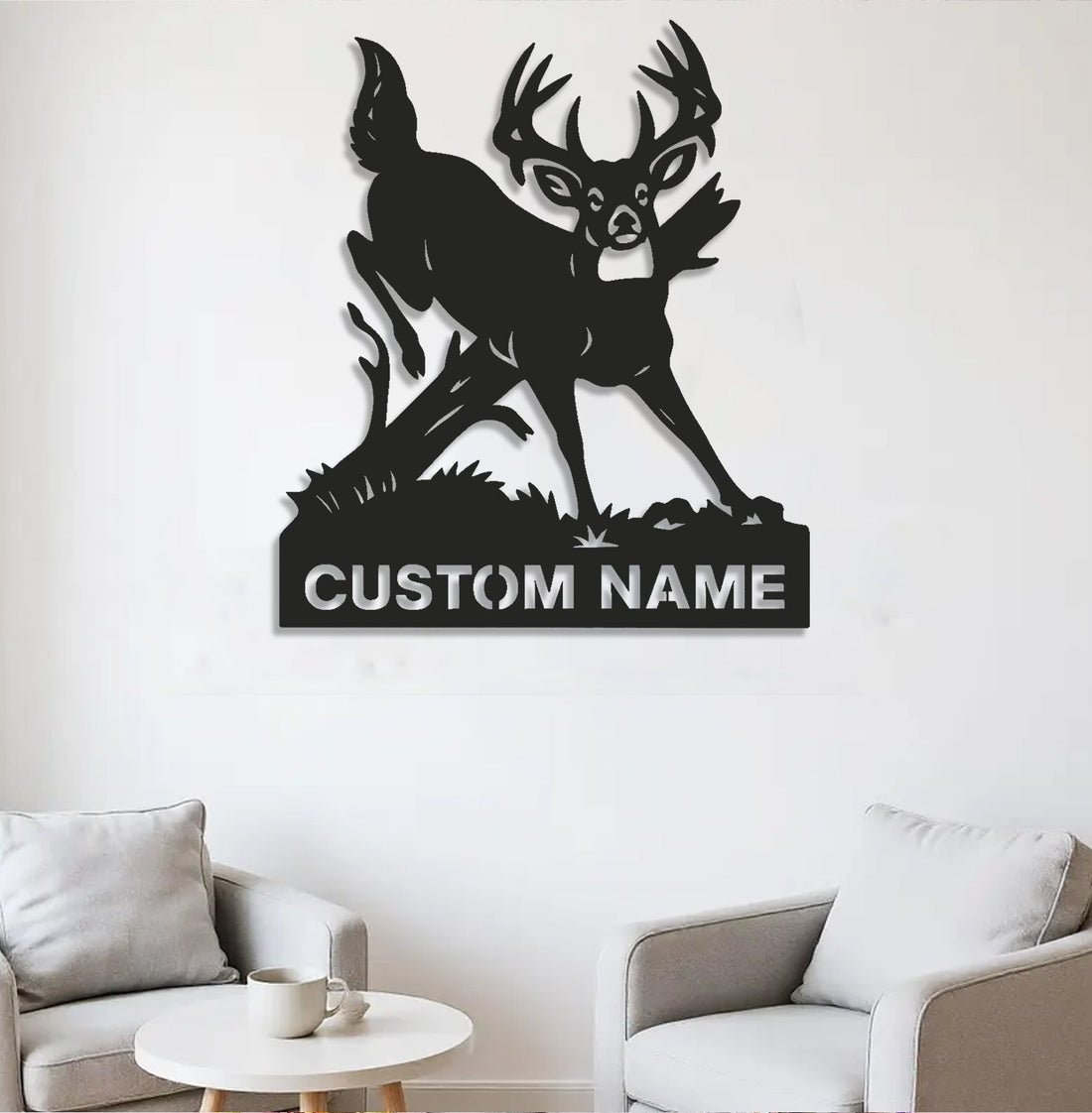 Personalized Deer Hunting Buck Metal Sign WITH LED/WITHOUT LED – Rustic Cabin Wall Decor, Gift for Hunters