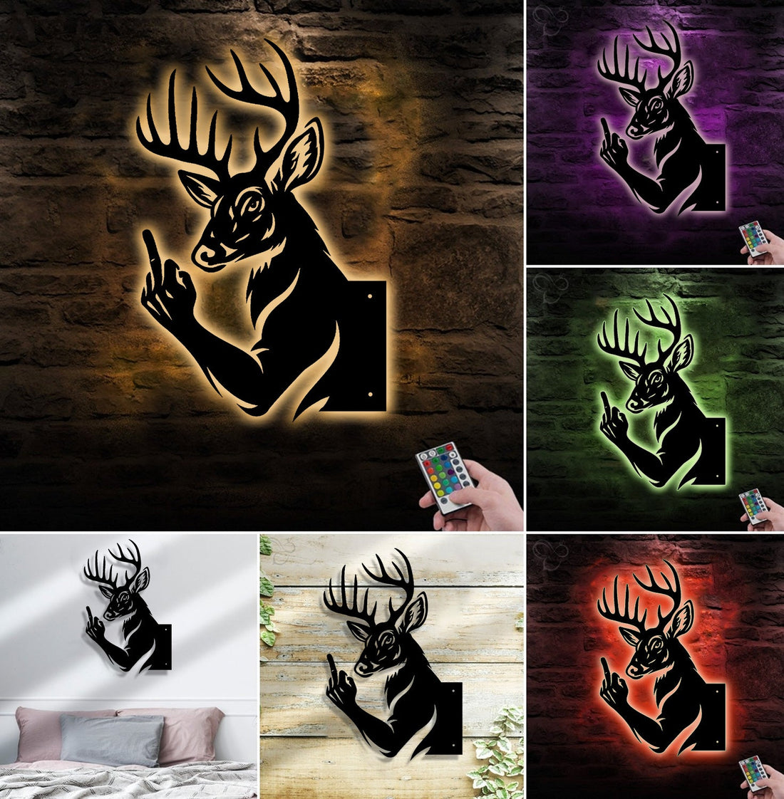 Funny Deer Hunting Metal Sign WITH LED/WITHOUT LED - Humorous Buck Yard Decor, Gag Gift for Hunters & Outdoor Enthusiasts
