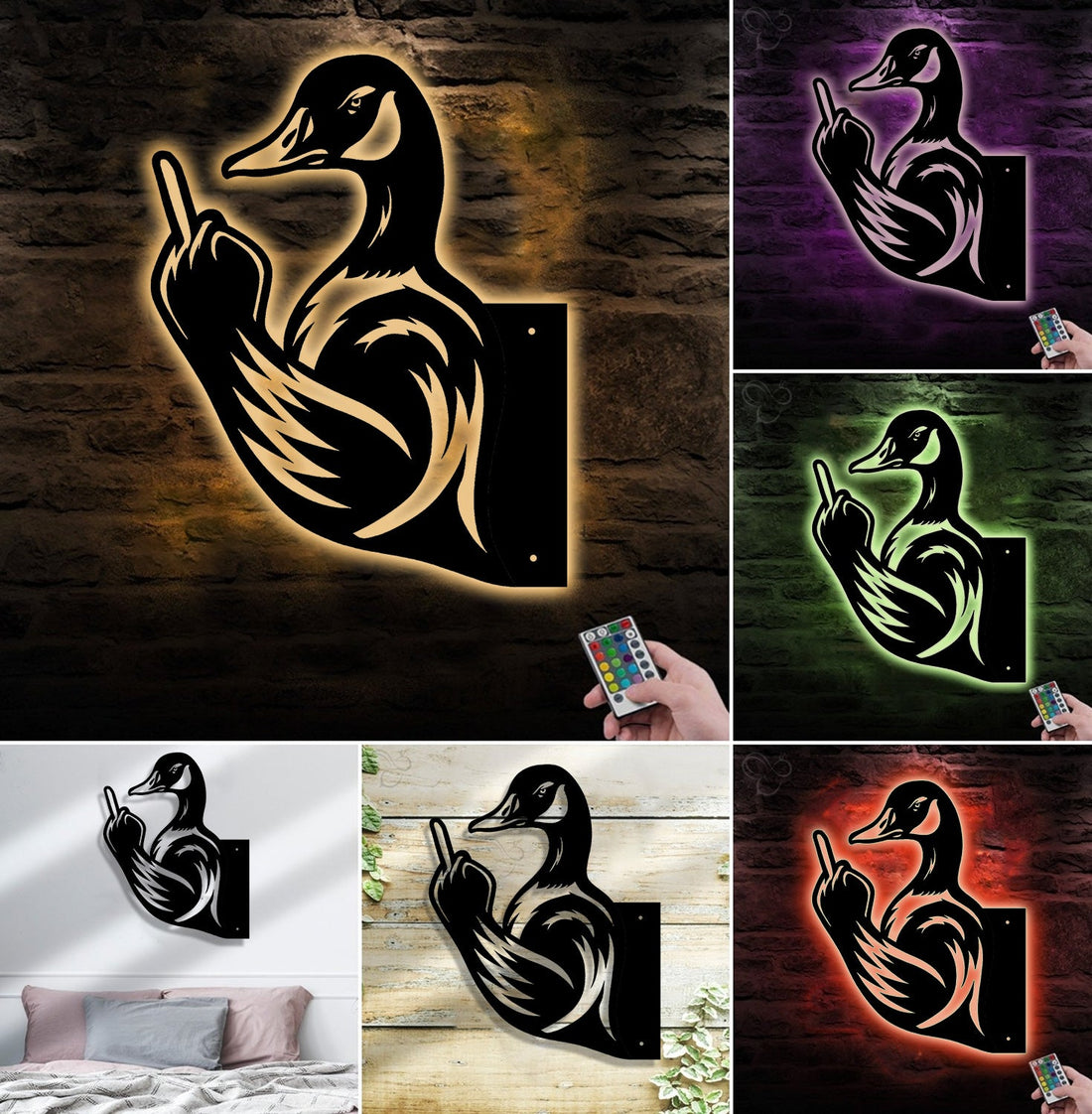 Funny Duck Hunting Metal Sign WITH LED/WITHOUT LED - Humorous Yard Art, Prank Outdoor Decor for Hunters & Wildlife Enthusiasts