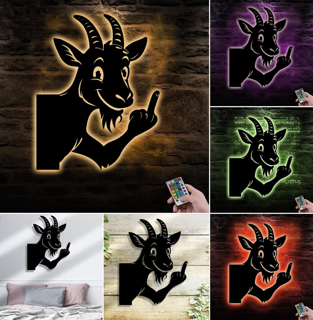 Funny Goat Metal Sign WITH LED/WITHOUT LED - Hilarious Farm Yard Decor, Rustic Prank Gift for Ranch, Barn & Outdoor Spaces
