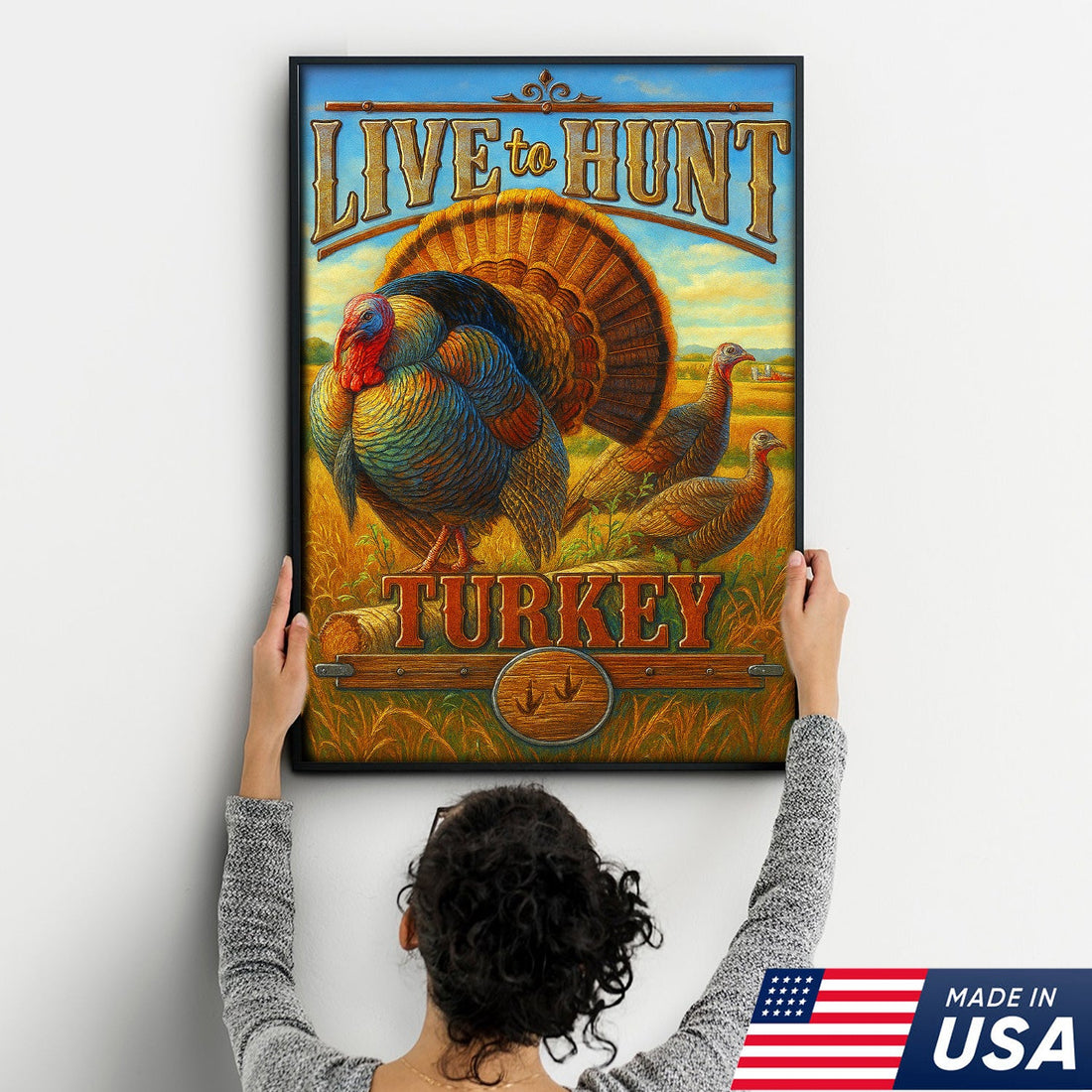 Turkey Hunting Canvas Wall Art – Rustic Wildlife Lodge Decor Gift for Hunters & Nature Lovers
