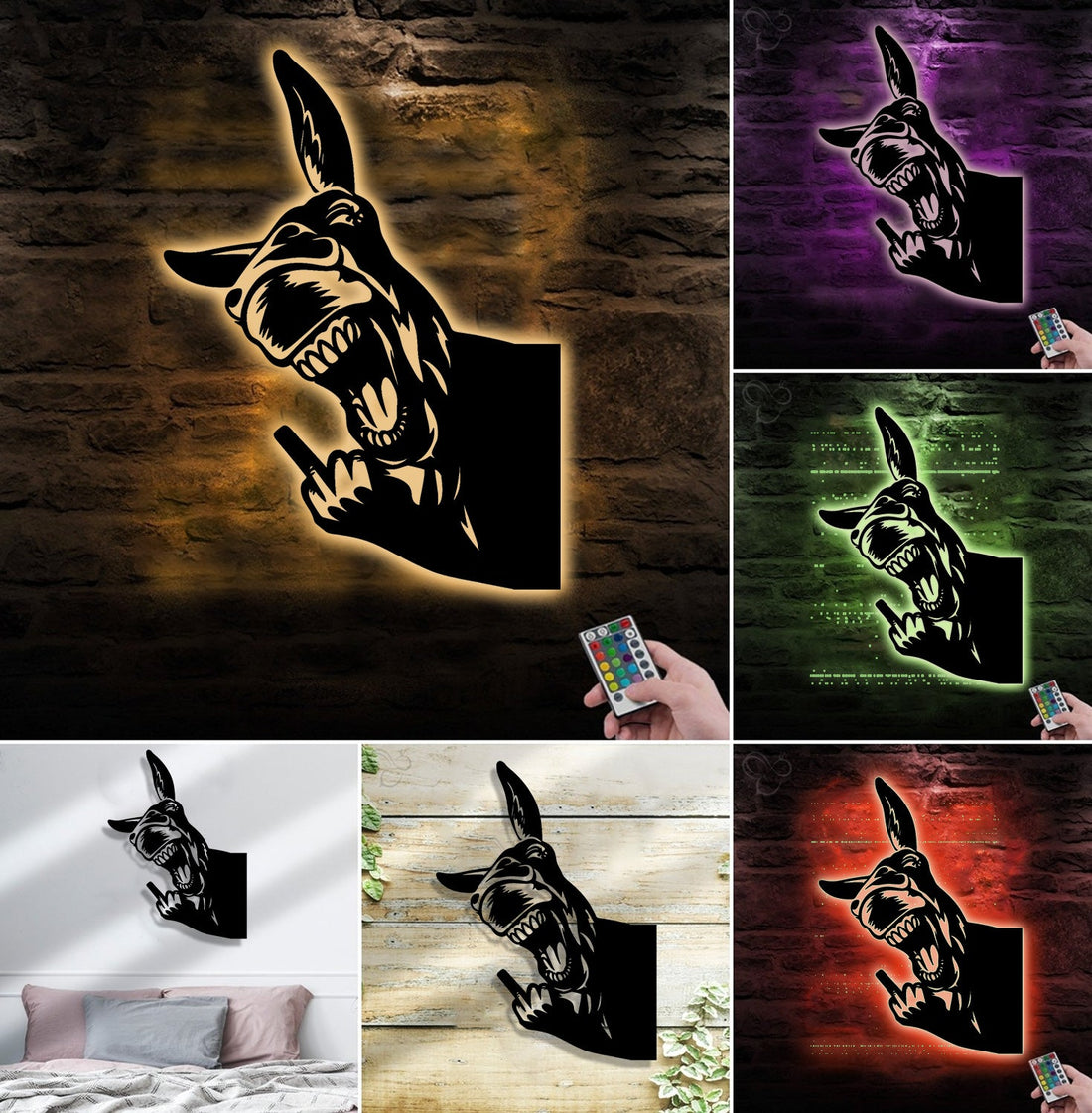 Funny Donkey Metal Sign WITH LED/WITHOUT LED - Hilarious Farm Yard Decor, Gag Gift for Ranch Owners & Outdoor Spaces