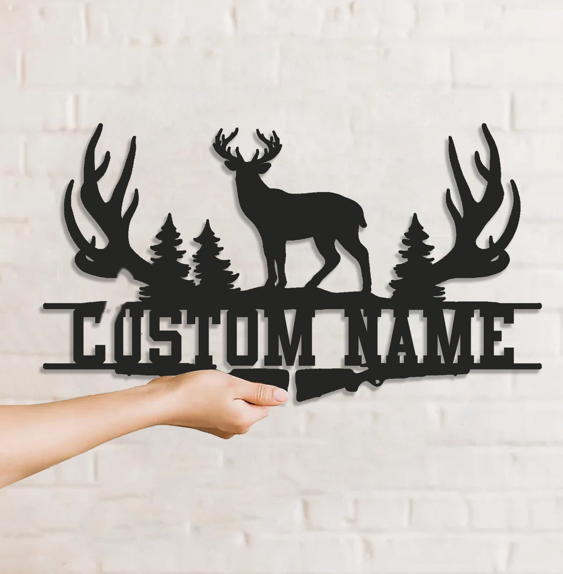 Personalized Deer Antler Metal Sign WITH LED/WITHOUT LED Light Custom Name Forest Wall Art Hunter Gift Rustic Cabin Decor