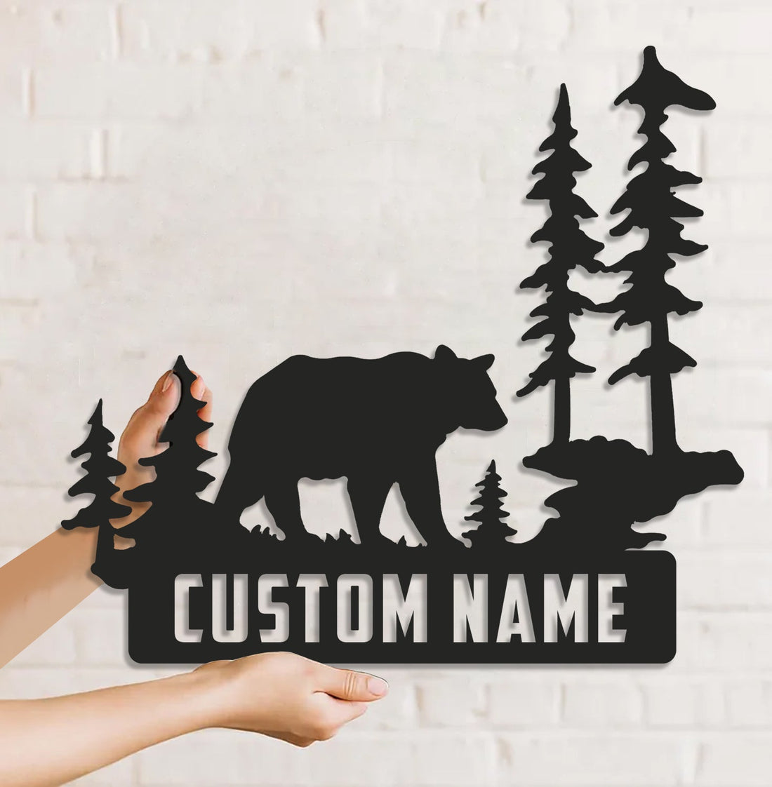 Personalized Bear Metal Sign WITH LED/WITHOUT LED Light Custom Name Mountain Scene Wall Art Cabin Lodge Rustic Decor Gift