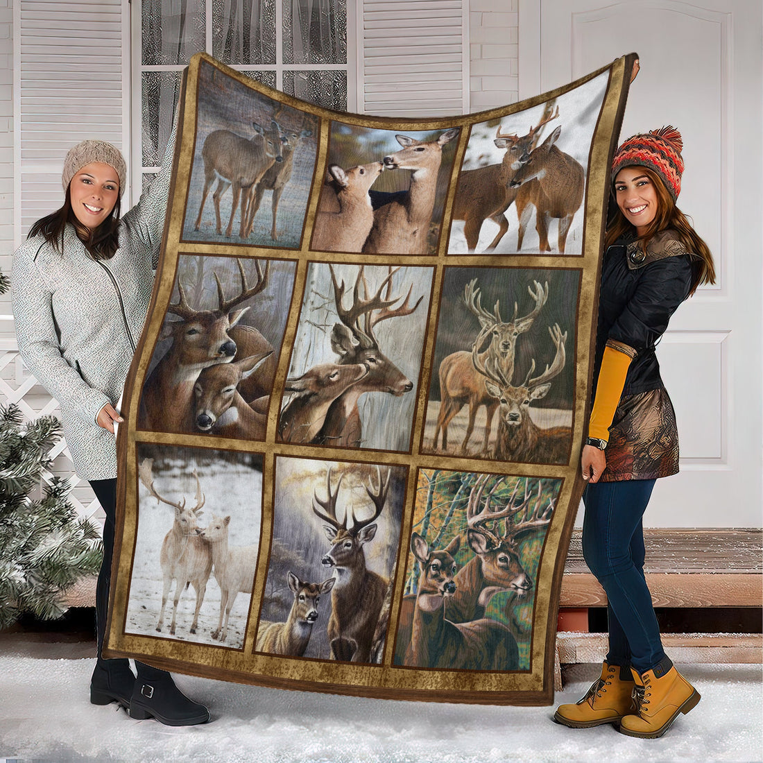 Buck & Doe Deer Lovers Fleece Blanket - Hunting Lodge & Cabin Decor Gift
