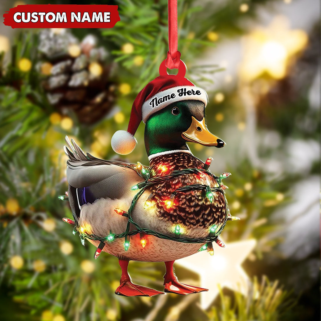 Personalized Duck Acrylic Christmas Ornament – Funny Custom Hunting Tree Decoration For Hunters
