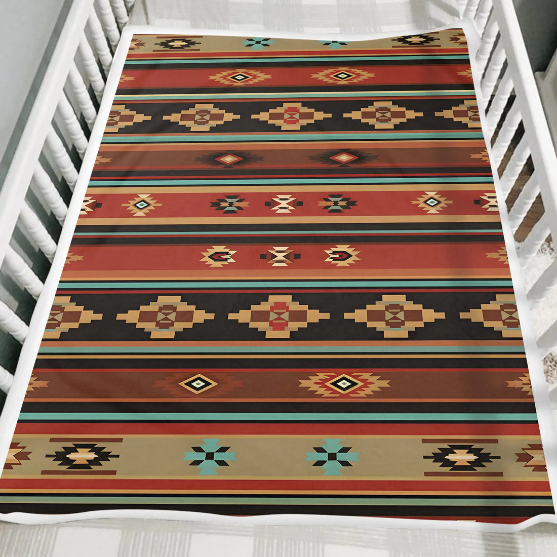 Southwestern Tribal Geometric Pattern Indigenous Blanket