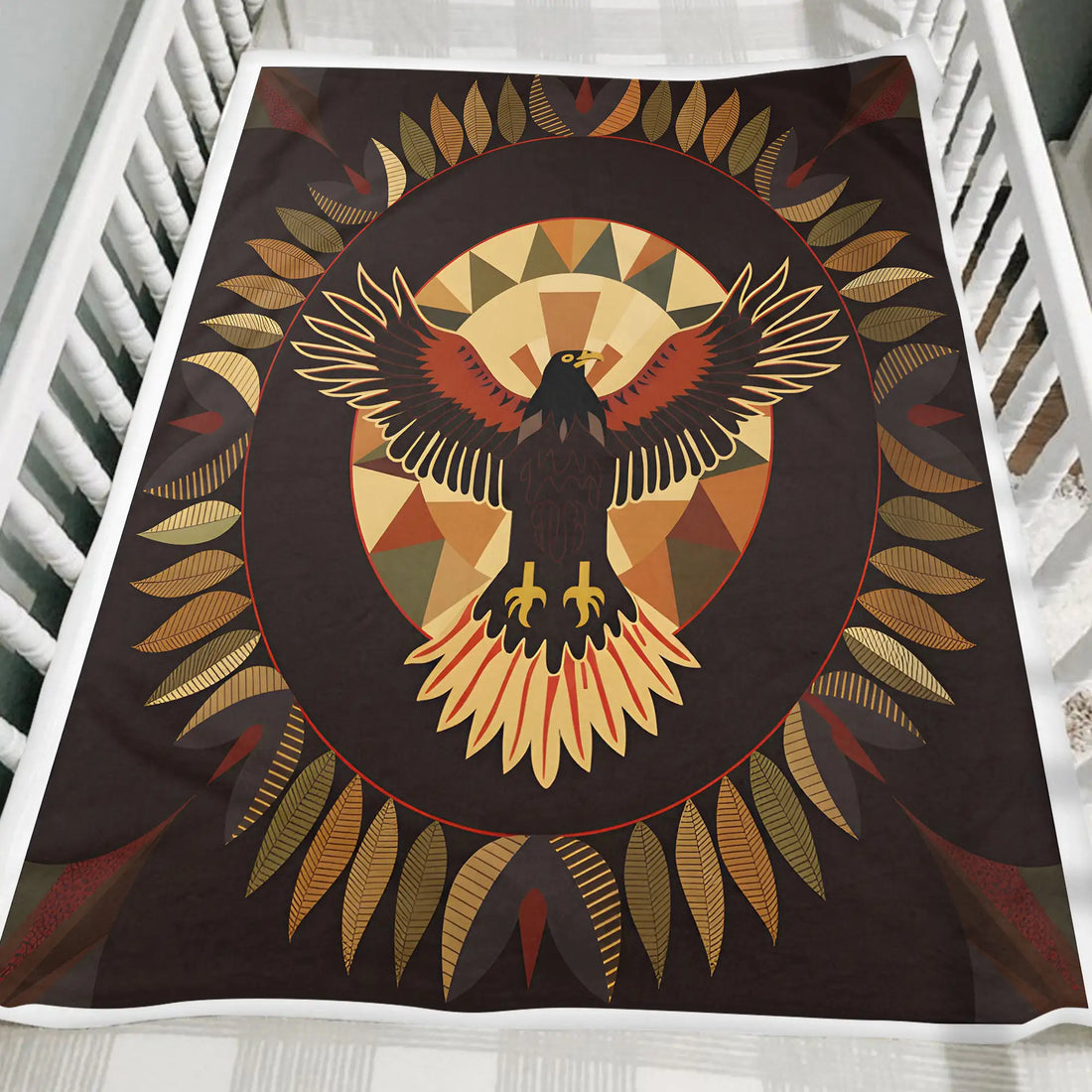 Tribal Eagle Native America Blanket, Geometric Pattern Home Decor