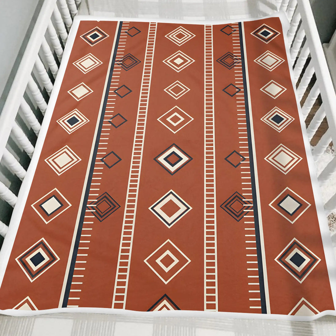 Rustic Red Throw Tribal Diamond Stripe Pattern Native America Blanket