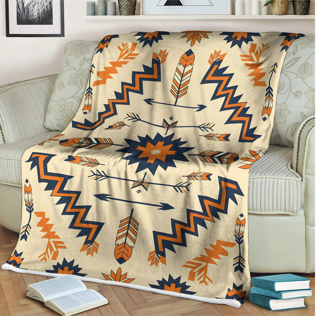 Arrow And Star Tribal Pattern, Cozy Throw Native America Blanket
