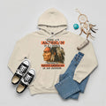 Beige hoodie with Native American-inspired design, honoring the strength of heritage.