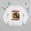 White sweatshirt featuring Native American-inspired design, honoring tradition and heritage.