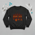 Black crewneck sweatshirt featuring a sacred teepee and feather totem design with the quote “American History Begins with Native History