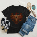 Black unisex T-shirt with Pacific Northwest-inspired eagle design